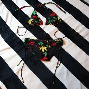 Old school Rasta pot leaf bikini
